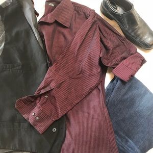 Alfani fitted black and burgundy button down
